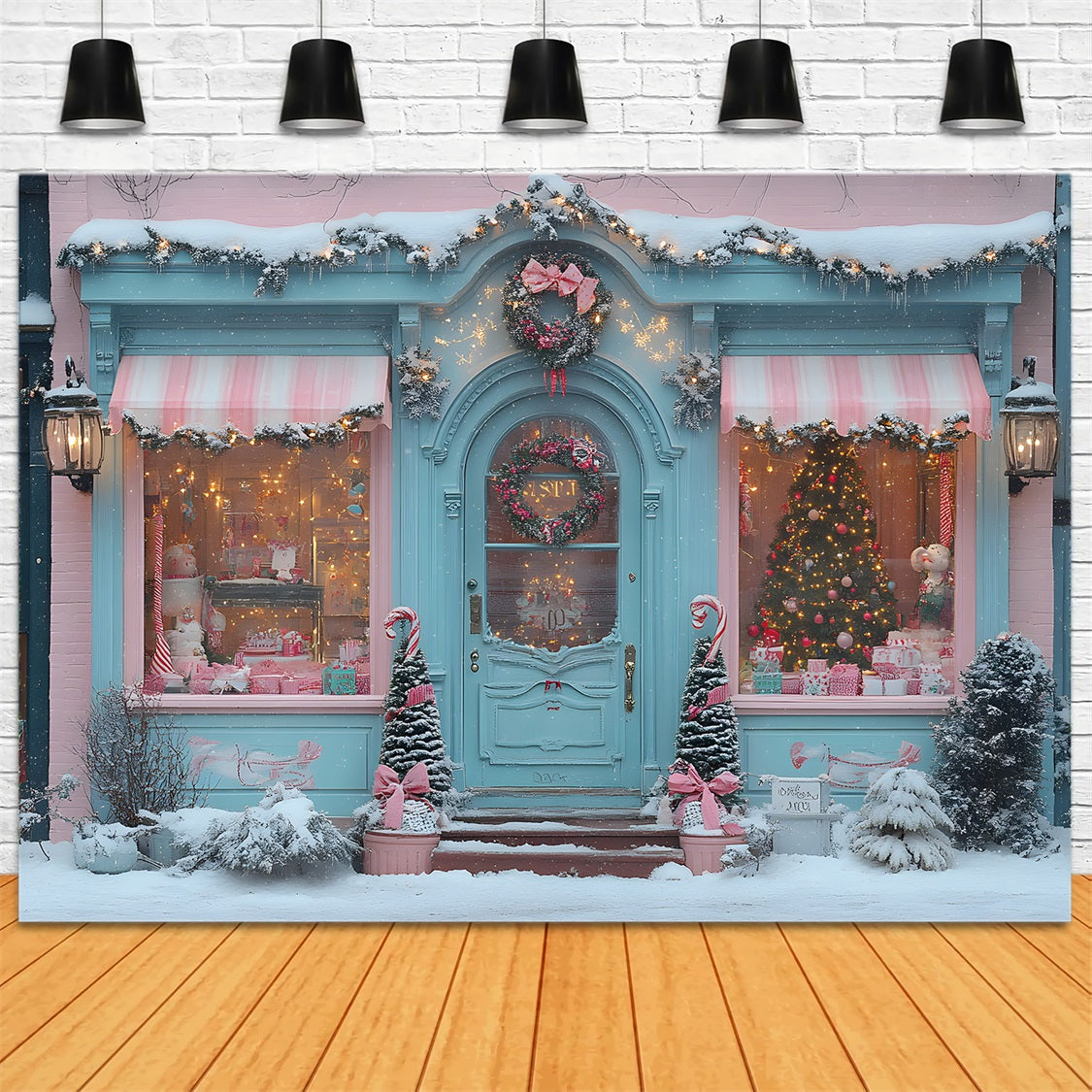 Weihnachten Candyland Schaufenster mit rosa Schleifen RR8-151