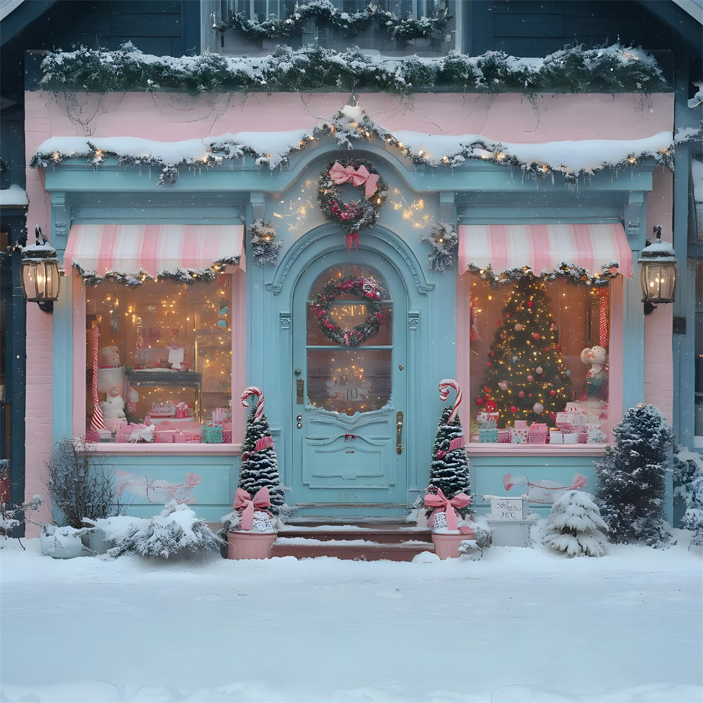 Weihnachten Candyland Schaufenster mit rosa Schleifen RR8-151