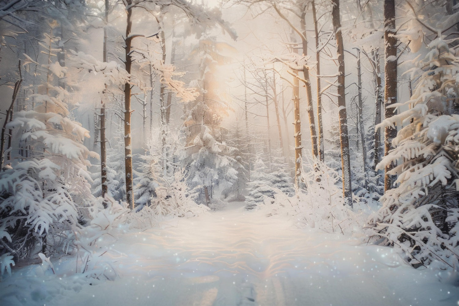 Weihnachten Gelassener verschneiter Wald Morgen Hintergrund RR8-156