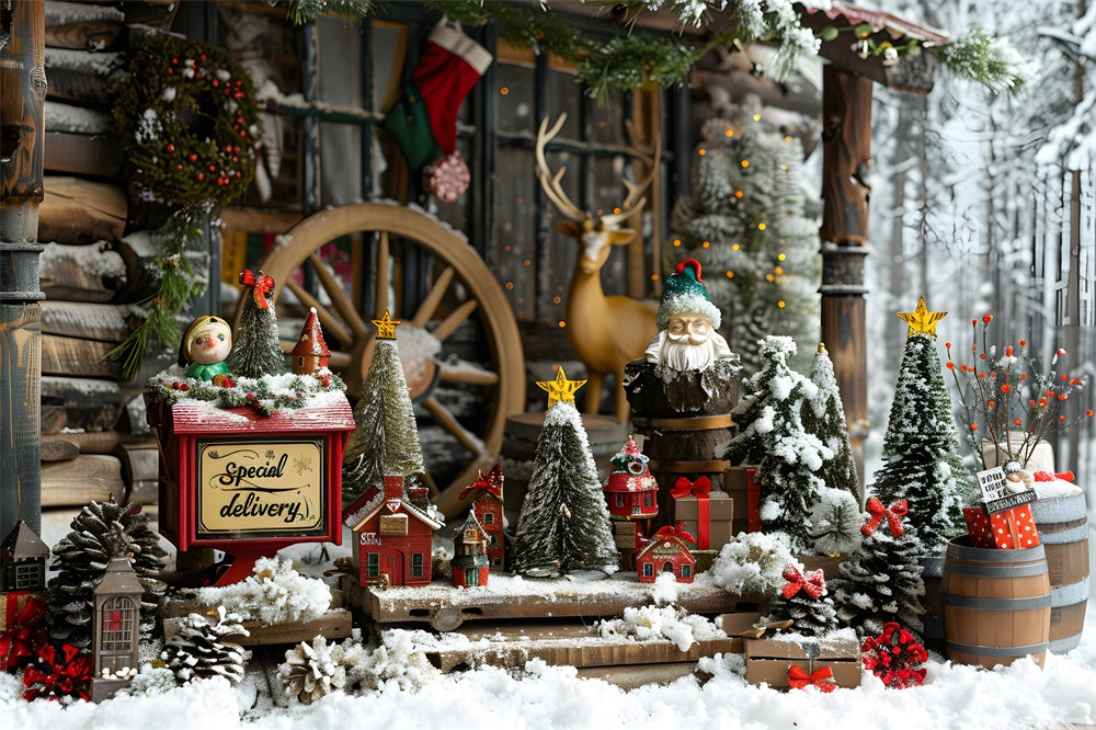 Kleine Weihnachtsbäume Deko Schnee Backdrop RR8-20