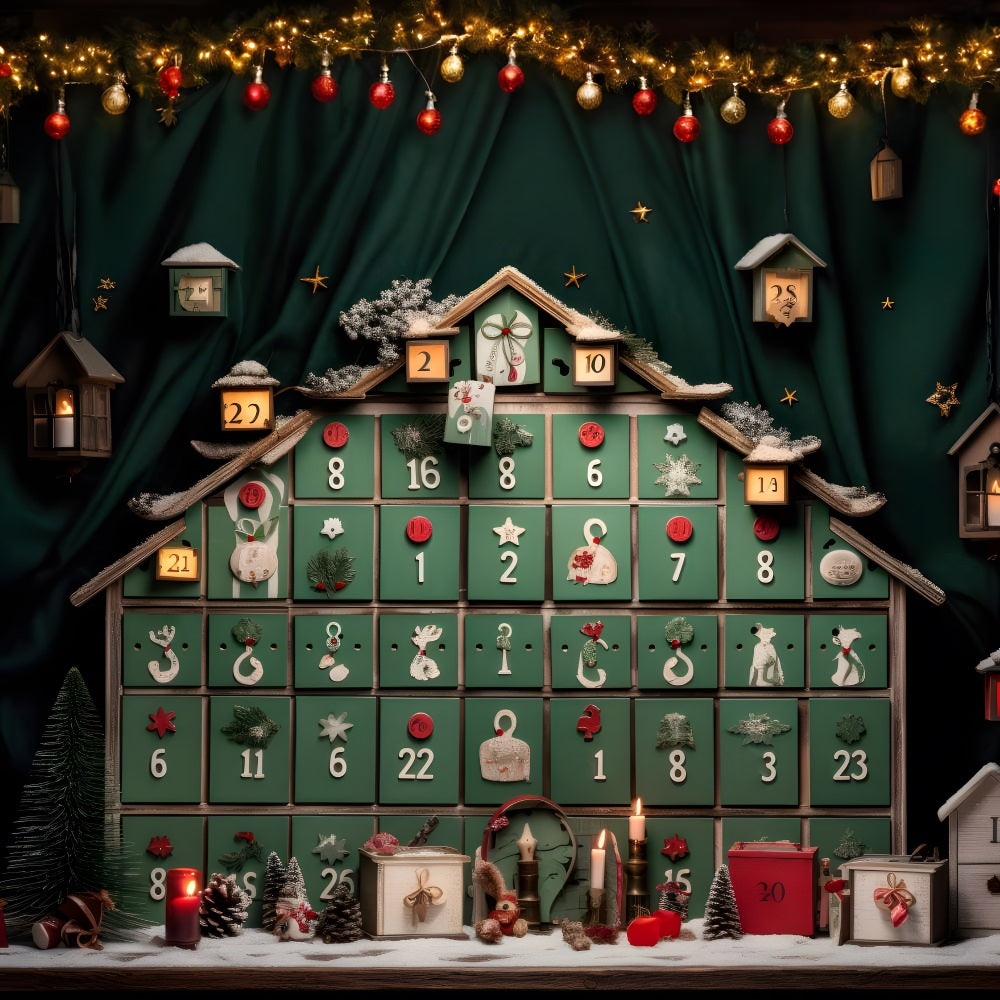 Weihnachtlicher Adventskalender mit rustikalem Dekor Hintergrund RR8-226