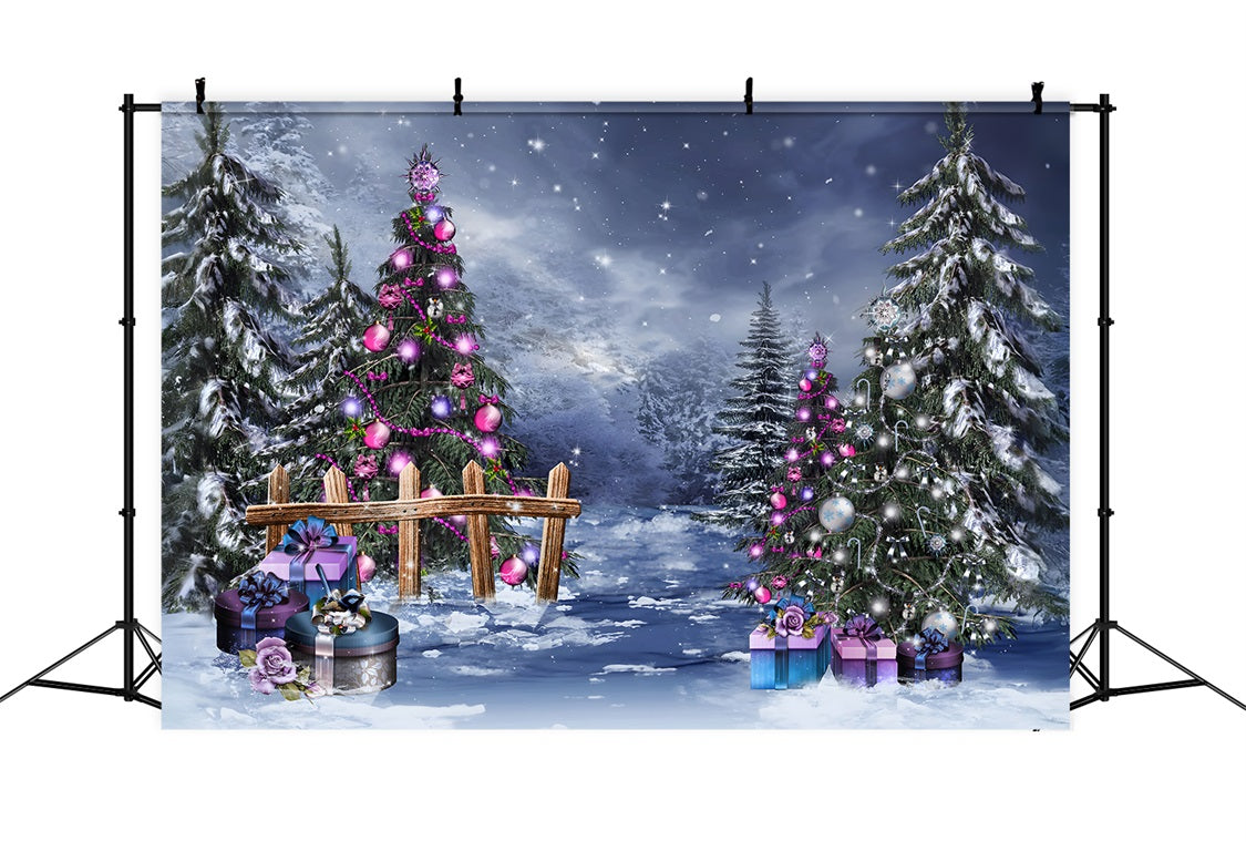 Weihnachtlicher verzauberter Winterwald mit Geschenken RR8-233