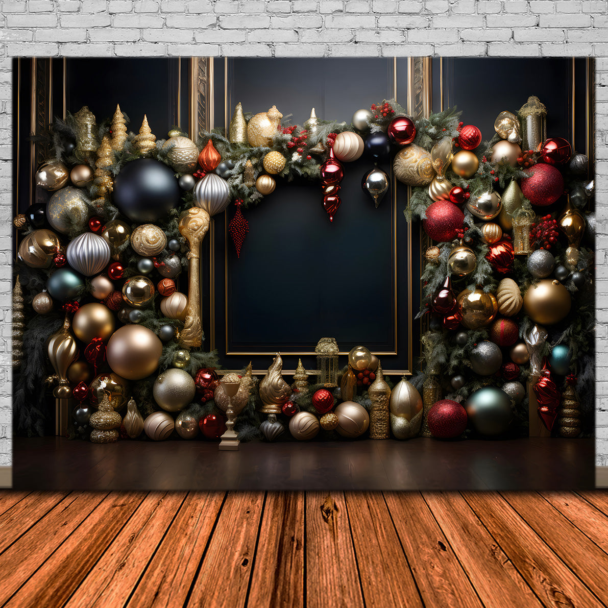 Weihnachten Elegante Ornamente und Girlande Hintergrund RR8-237