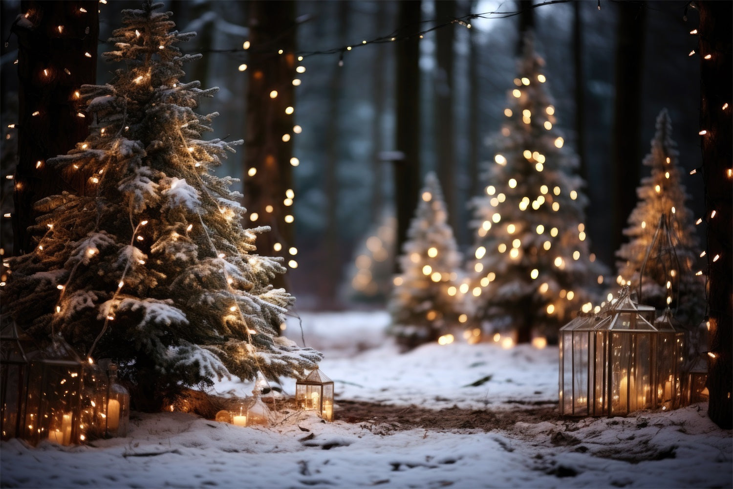 Weihnachten Eleganter weißer und goldener Baum Backdrop RR8-269