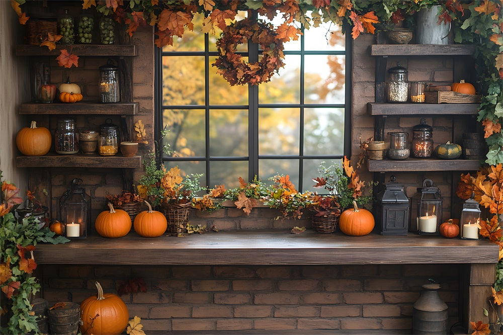 Herbst Schaufenster Kürbisse Hintergrund RR8-306