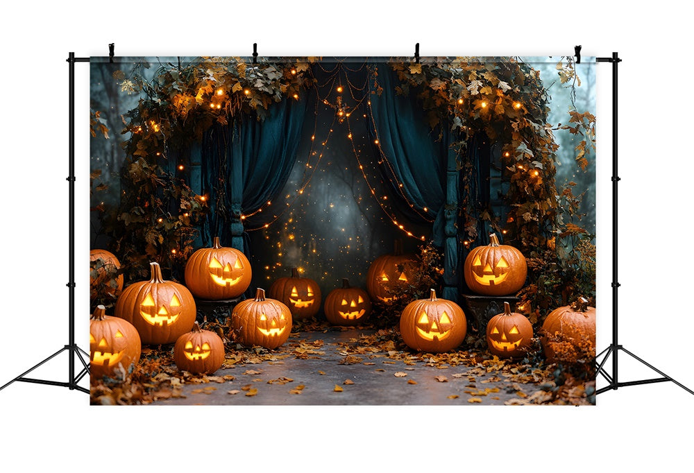 Halloween Kürbislaternen Lichterkette Hintergrund RR8-377