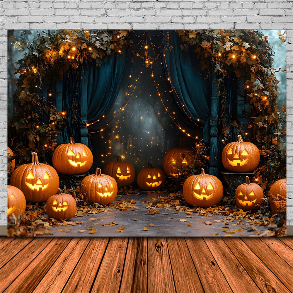 Halloween Kürbislaternen Lichterkette Hintergrund RR8-377