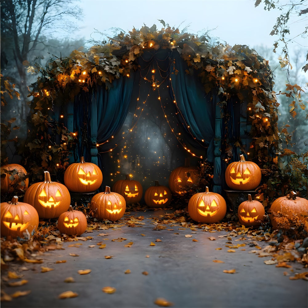 Halloween Kürbislaternen Lichterkette Hintergrund RR8-377