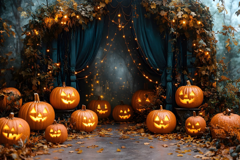 Halloween Kürbislaternen Lichterkette Hintergrund RR8-377