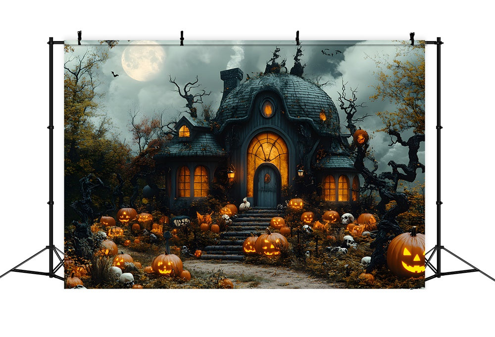 Halloween Horror Hexenhaus Kürbisse Hintergrund RR8-391