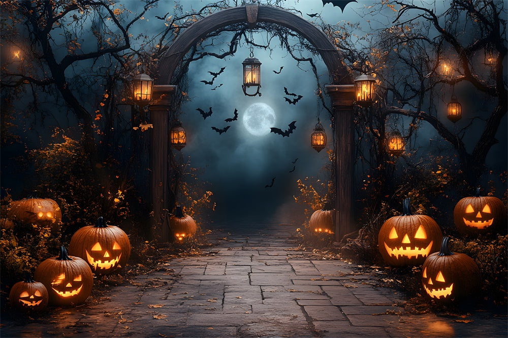 Halloween Spuknacht Friedhofstor Hintergrund RR8-393