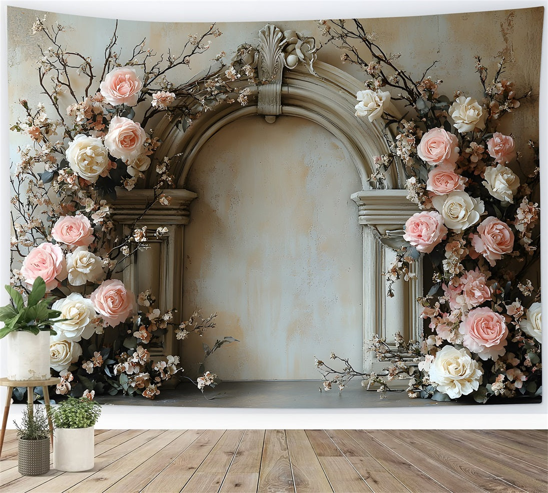 Eleganter Blumenbogen Boho Hintergrund RR8-406