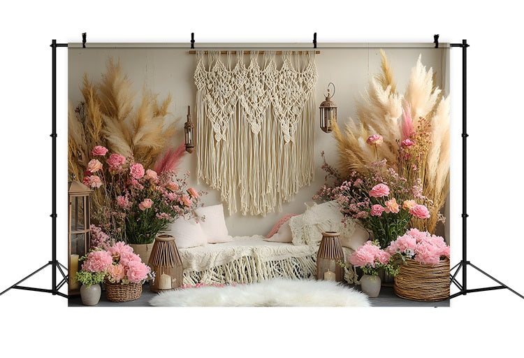 Pampas Floral Makramee Lounge Hintergrund RR8-414