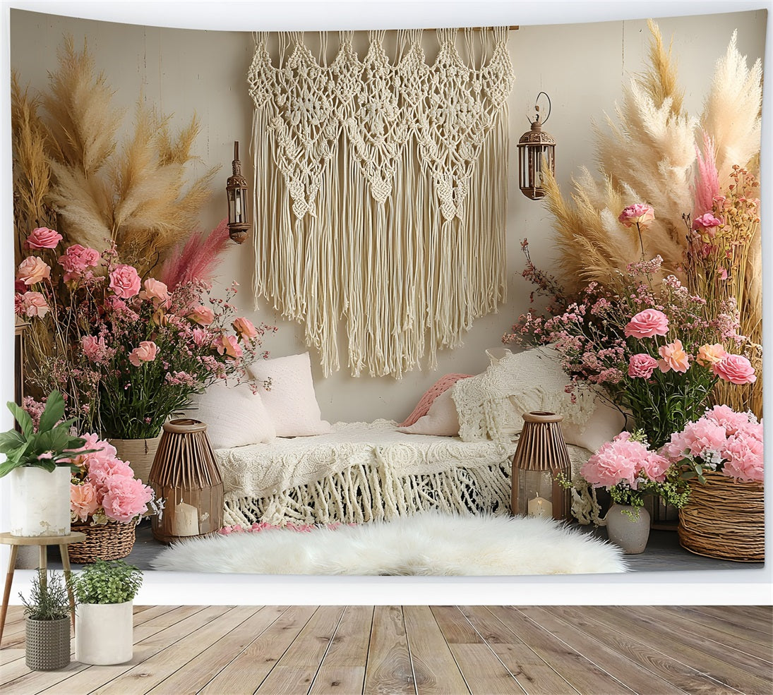 Pampas Floral Makramee Lounge Hintergrund RR8-414