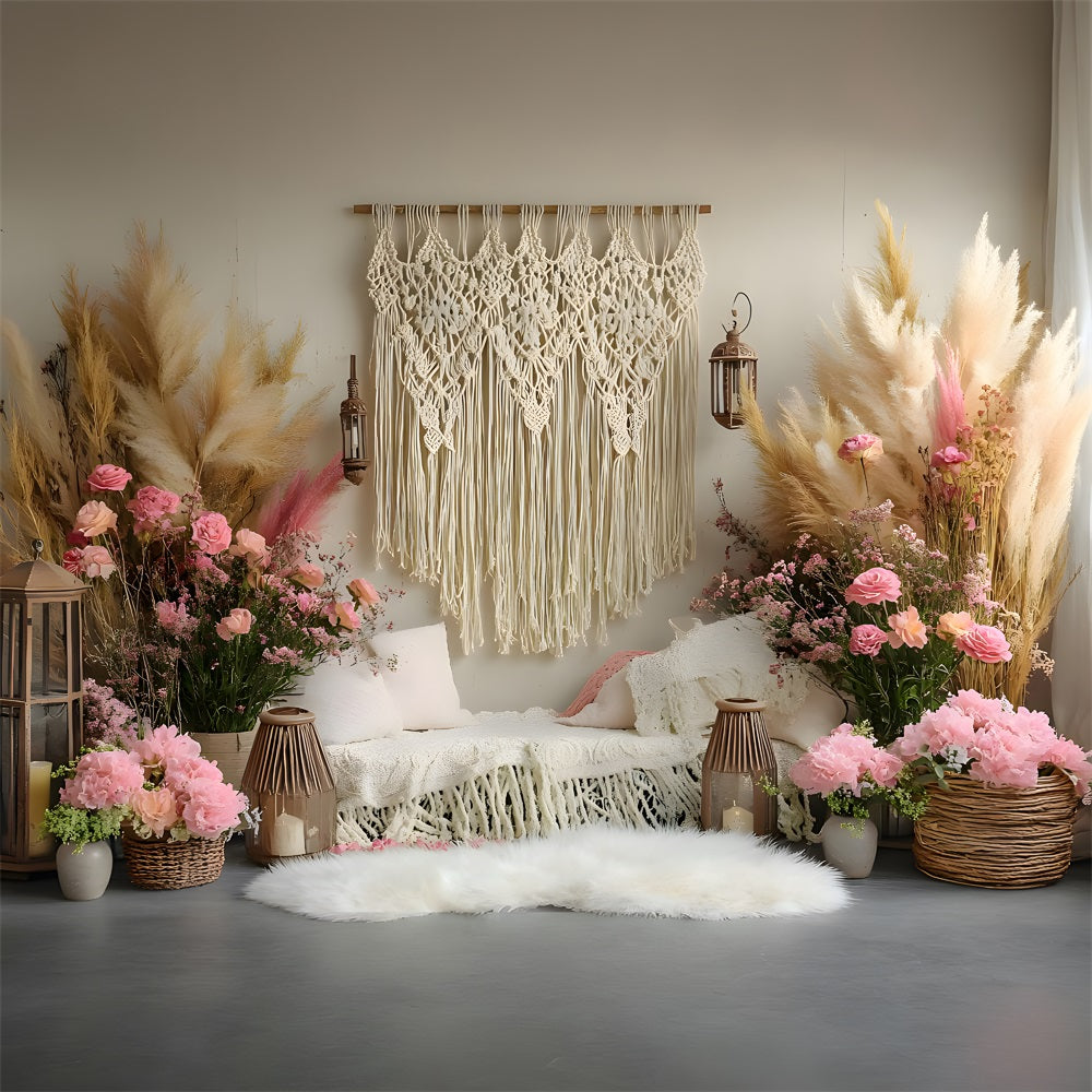 Pampas Floral Makramee Lounge Hintergrund RR8-414