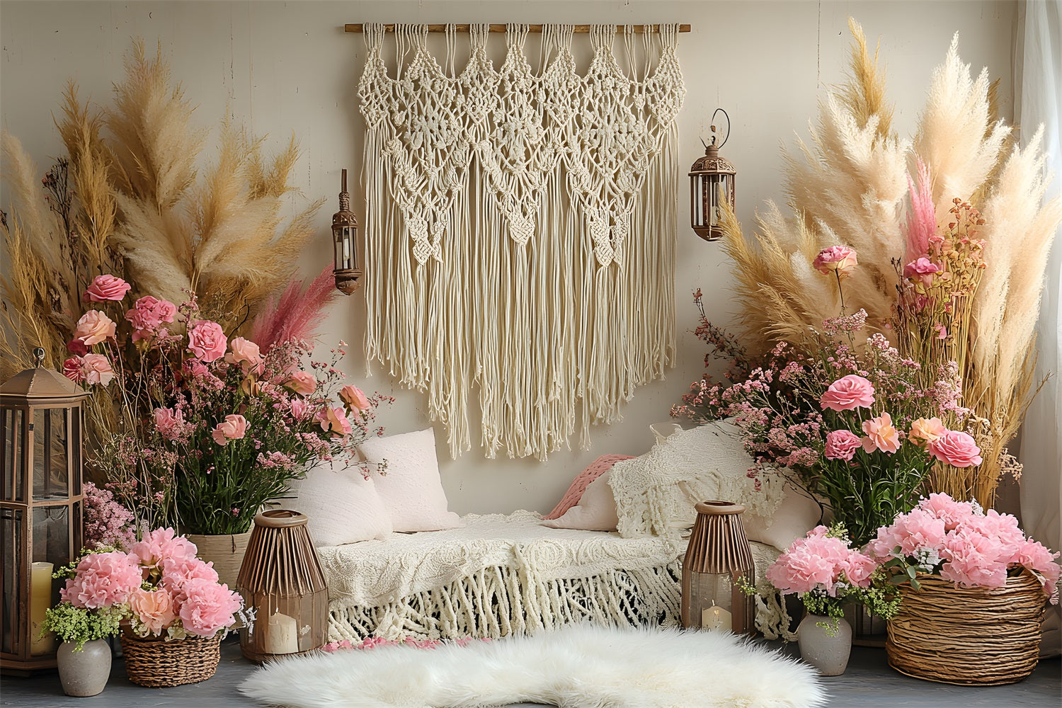 Pampas Floral Makramee Lounge Hintergrund RR8-414