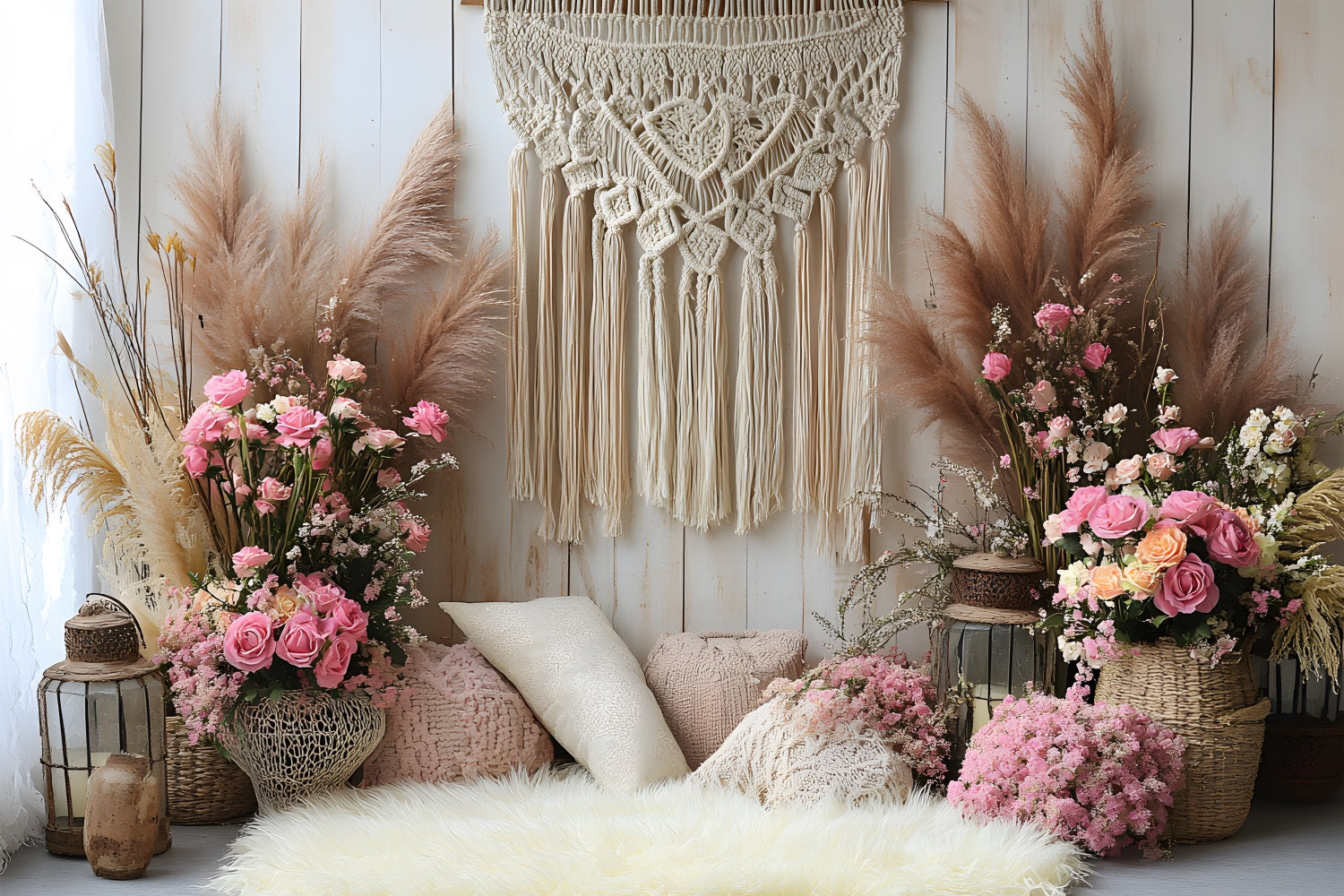 Rosa Rosen Boho Chic Hintergrund RR8-415