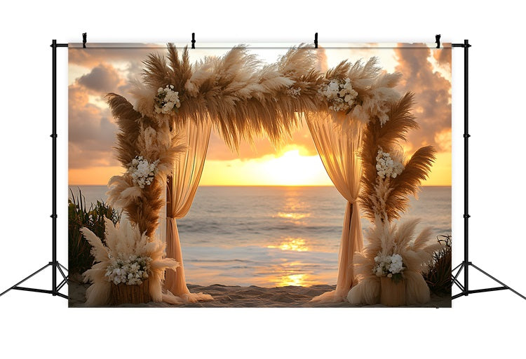 Boho Beach Sonnenuntergang Bogen Hintergrund RR8-433