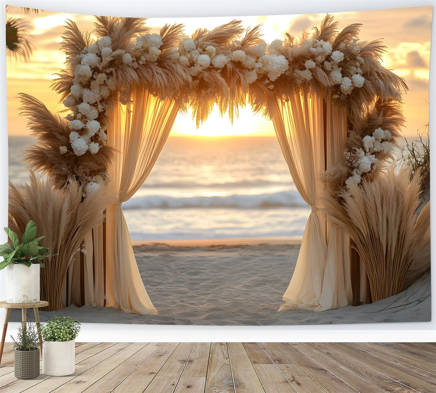 Boho Beach Hochzeit Bogen Hintergrund RR8-434