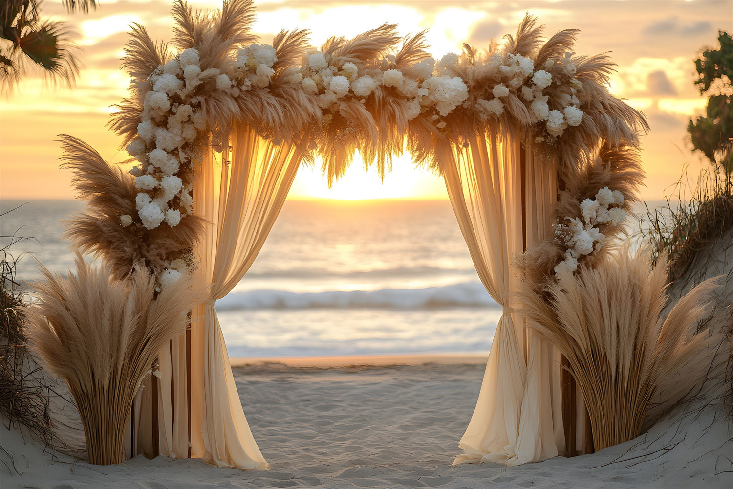 Boho Beach Hochzeit Bogen Hintergrund RR8-434