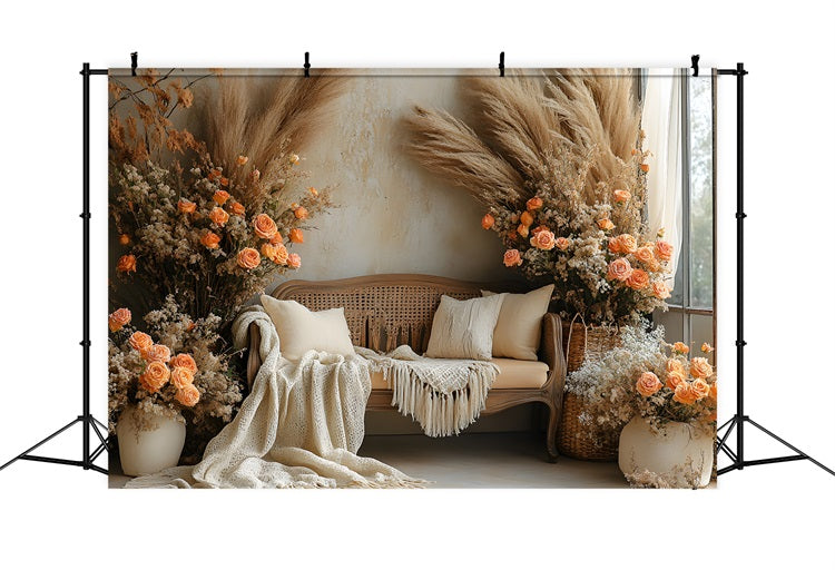 Boho Autumn Floral Sofa Hintergrund RR8-435