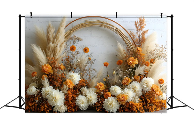 Böhmische Pampas und Rosen Hochzeit Hintergrund RR8-443