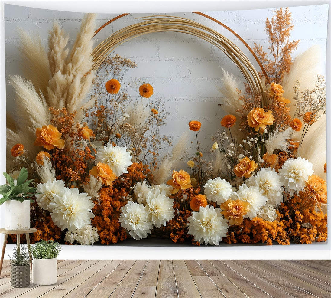 Böhmische Pampas und Rosen Hochzeit Hintergrund RR8-443