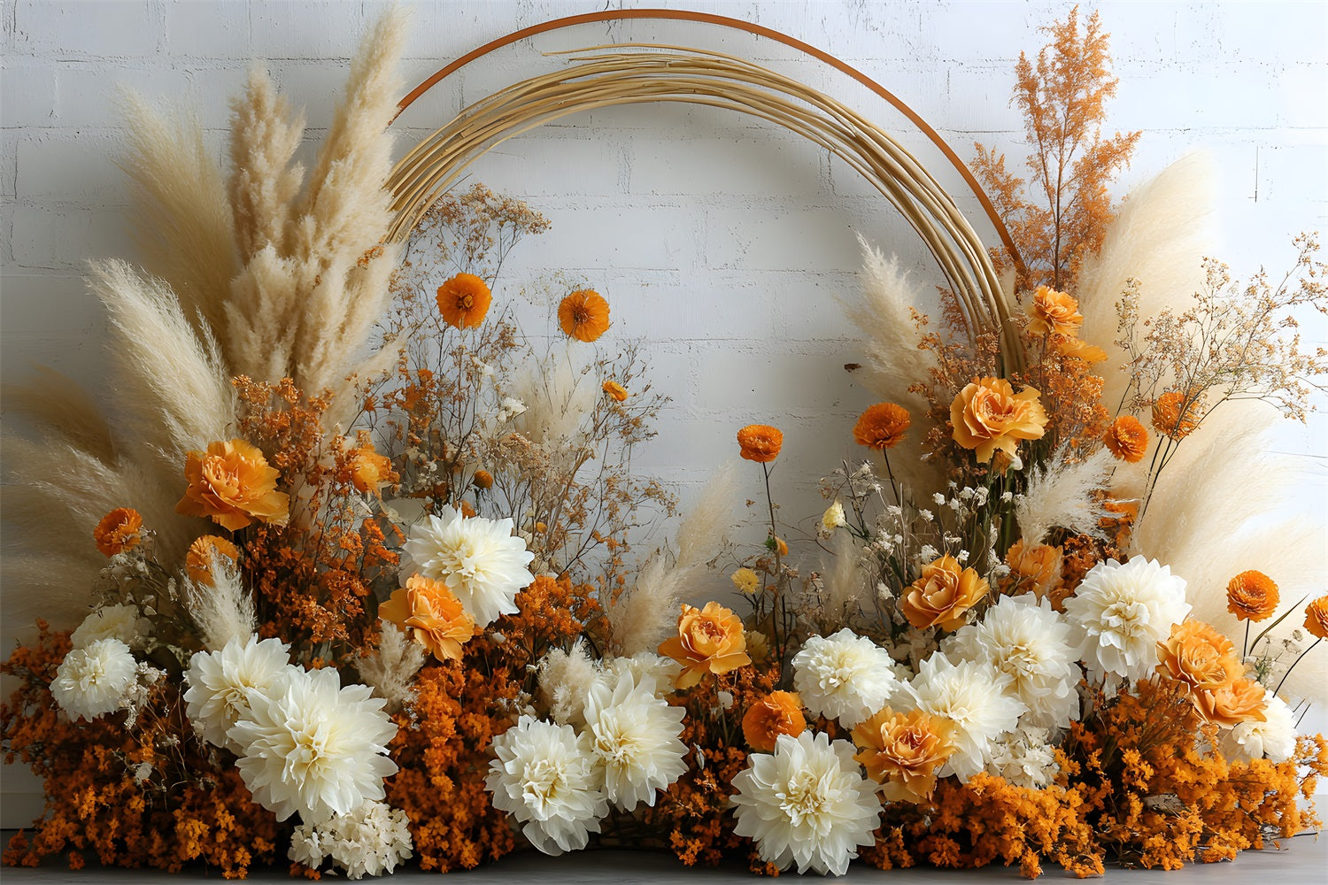 Böhmische Pampas und Rosen Hochzeit Hintergrund RR8-443