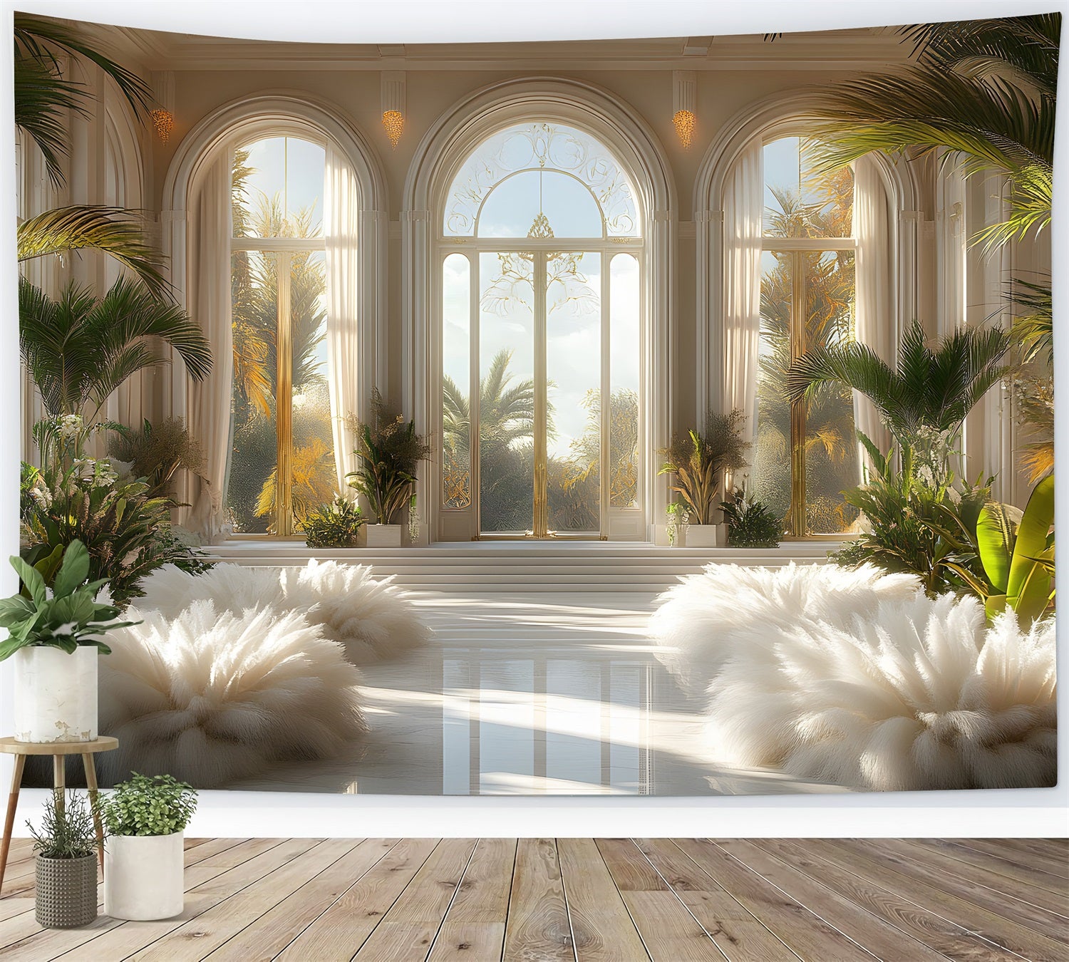 Luxe Boho Gewächshaus Hintergrund im Sonnenlicht RR8-464