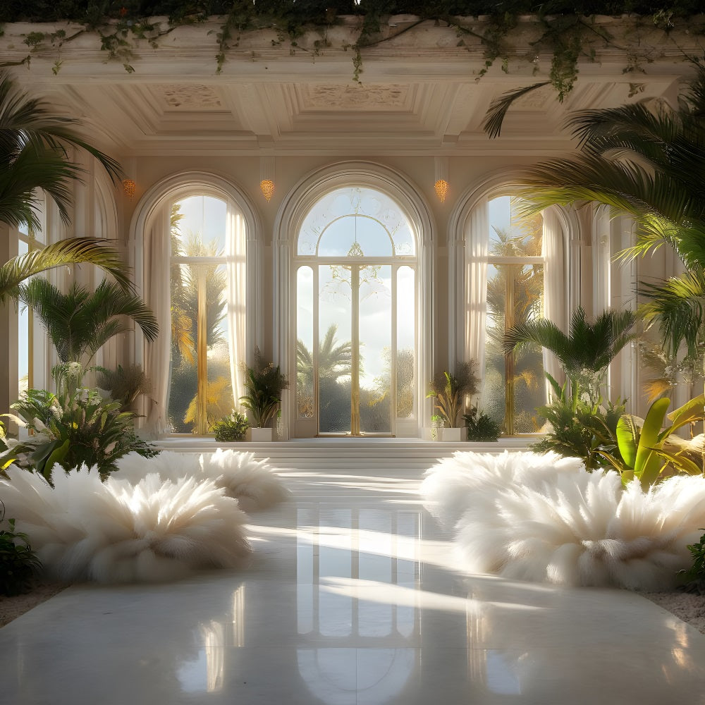 Luxe Boho Gewächshaus Hintergrund im Sonnenlicht RR8-464
