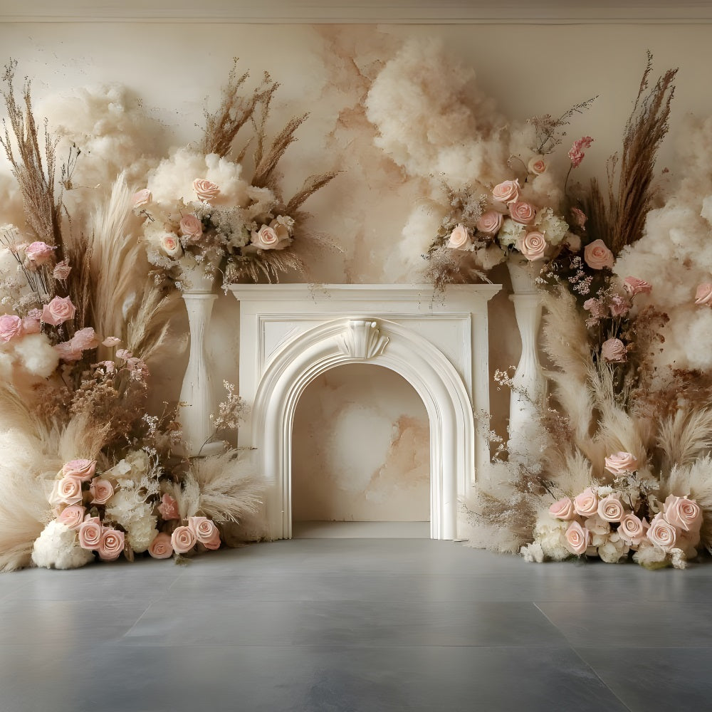 Boho Romantische Rose Heu Dekorative Hintergrund RR8-479