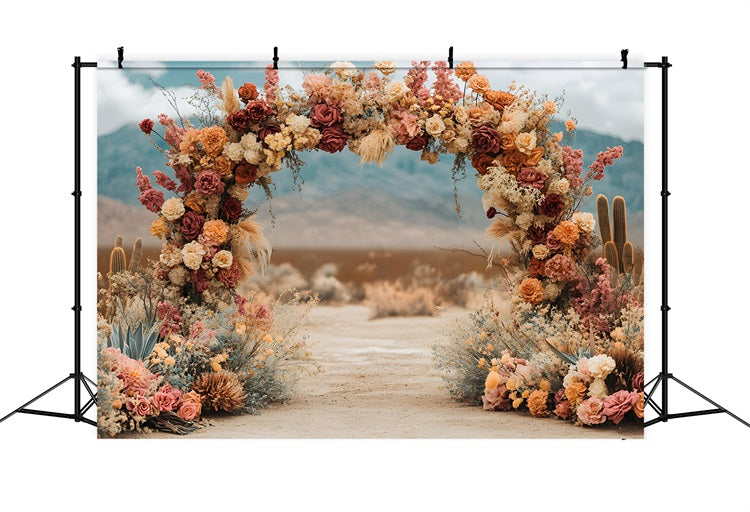 Berg-Blumenbogen Boho Hintergrund RR8-485