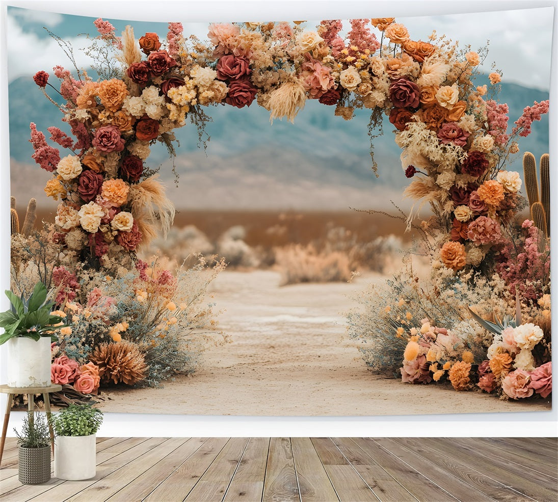 Berg-Blumenbogen Boho Hintergrund RR8-485