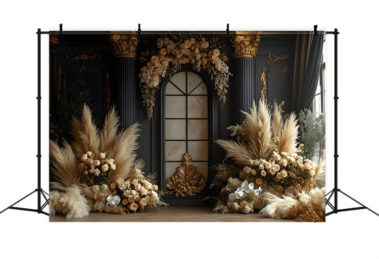 Herbstlaub Pampas Boho Hintergrund RR8-489