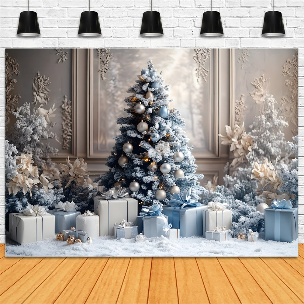 Weihnachtsbaum Geschenkboxen Retro-Wandhintergrund RR8-49