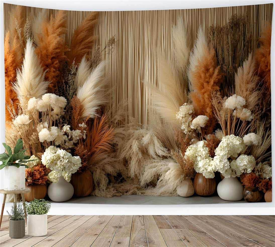 Boho Chic Pampas Fenster Hintergrund RR8-490