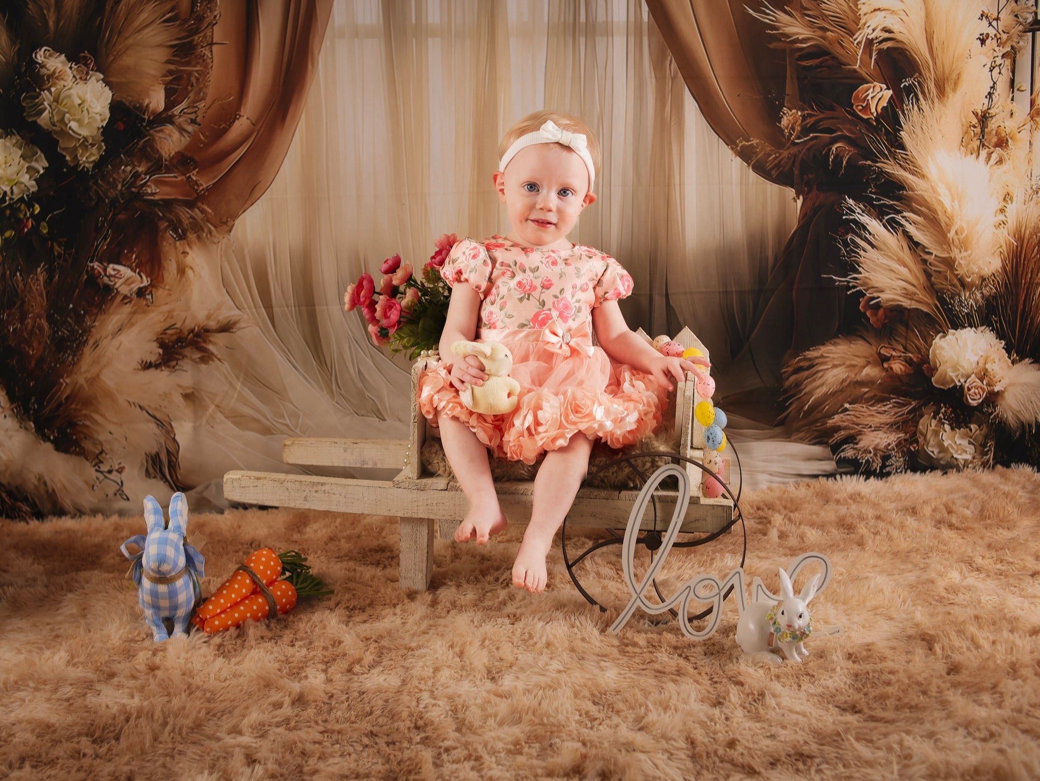 Verträumter Pampas Hintergrund in staubigen Rosen RR8-499