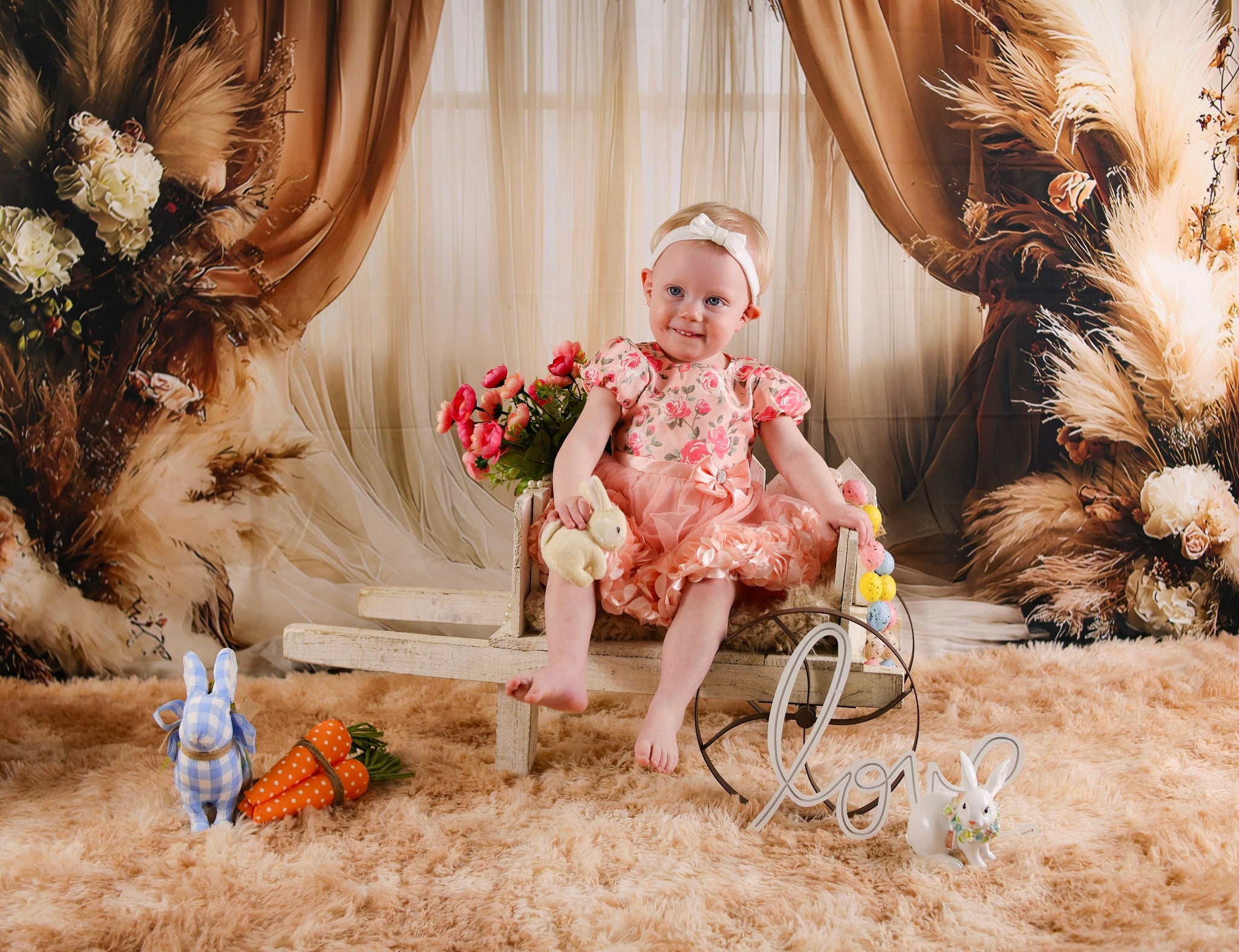 Verträumter Pampas Hintergrund in staubigen Rosen RR8-499