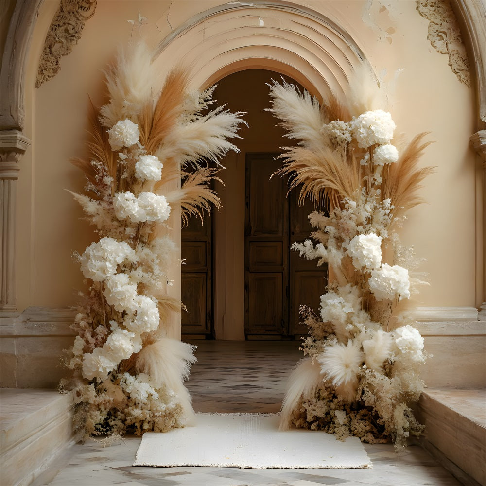 Rustikaler Hintergrund mit Pampasgras und floraler Eleganz RR8-511