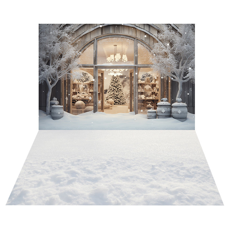 Weihnachtsbaum Schaufenster Hintergrund+Snow Bodenhintergrund RR8-565