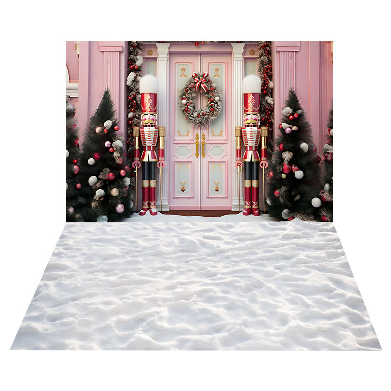 Weihnachten Rosa Tür Nussknacker Hintergrund+Snow Bodenhintergrund RR8-572