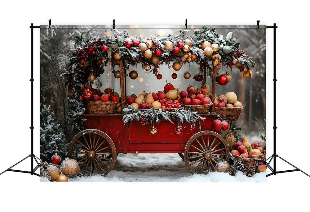 Weihnachten Schnee Bäume Obstwagen Backdrop RR8-62