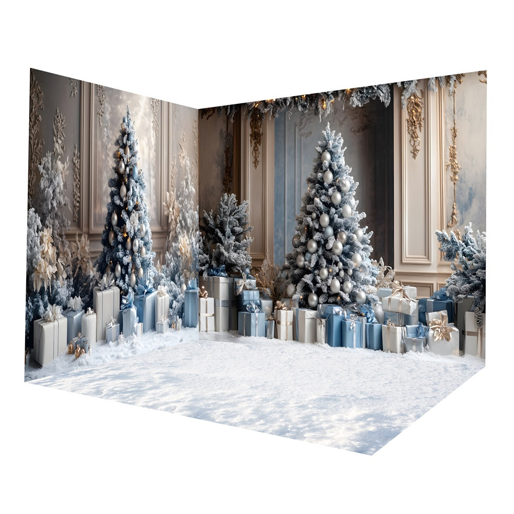 Weihnachtsbaum Retro Wand Geschenkboxen Hintergrund Zimmerset RR8-630