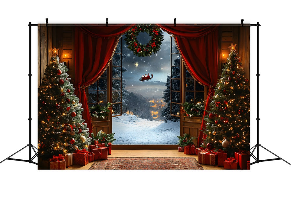 Weihnachtsfenster Schnee Weihnachtsmann Backdrop RR8-66