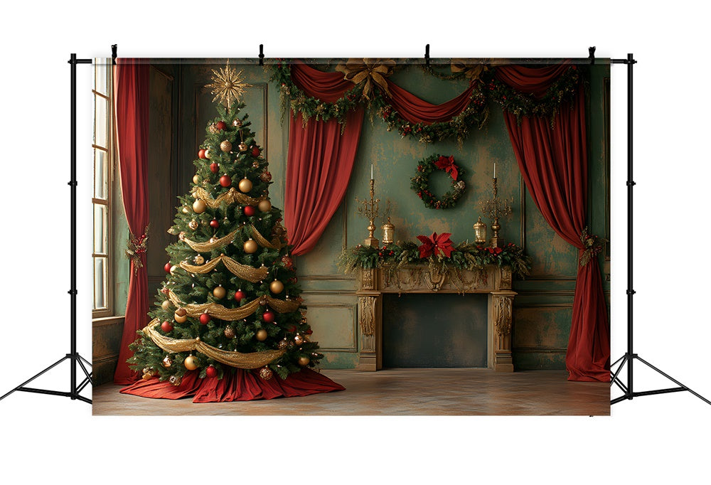 Weihnachtsbaum Vintage Wall Curtain Backdrop RR8-92