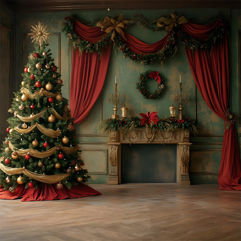 Weihnachtsbaum Vintage Wall Curtain Backdrop RR8-92