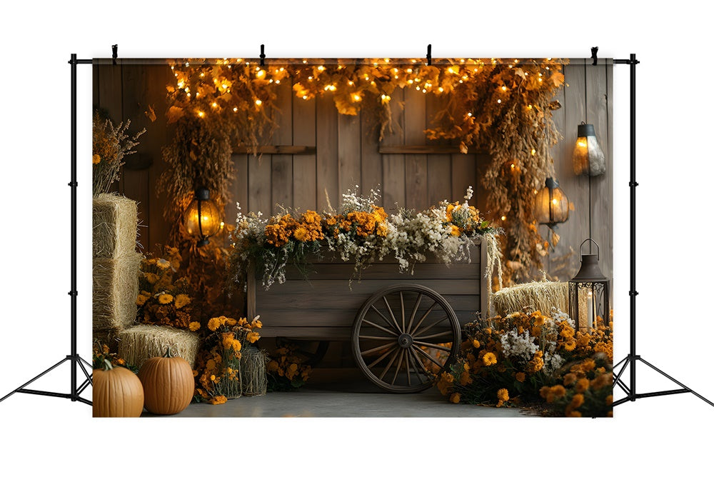 Herbst Ernte Scheune Holz Wagen Backdrop RR9-17