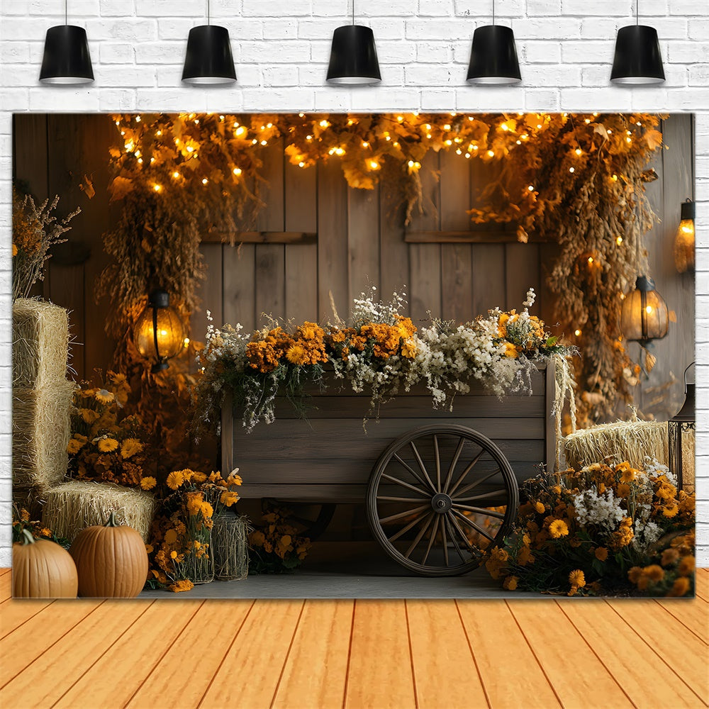 Herbst Ernte Scheune Holz Wagen Backdrop RR9-17