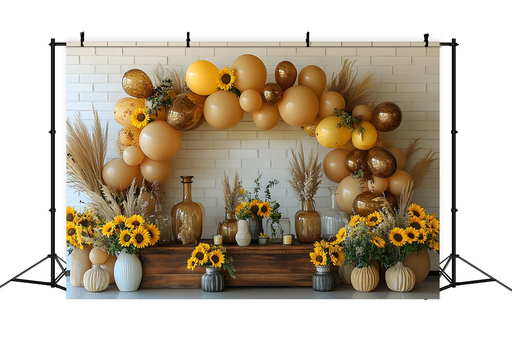 Sonnenblumen Ballons Bogen Wand Herbst Backdrop RR9-19