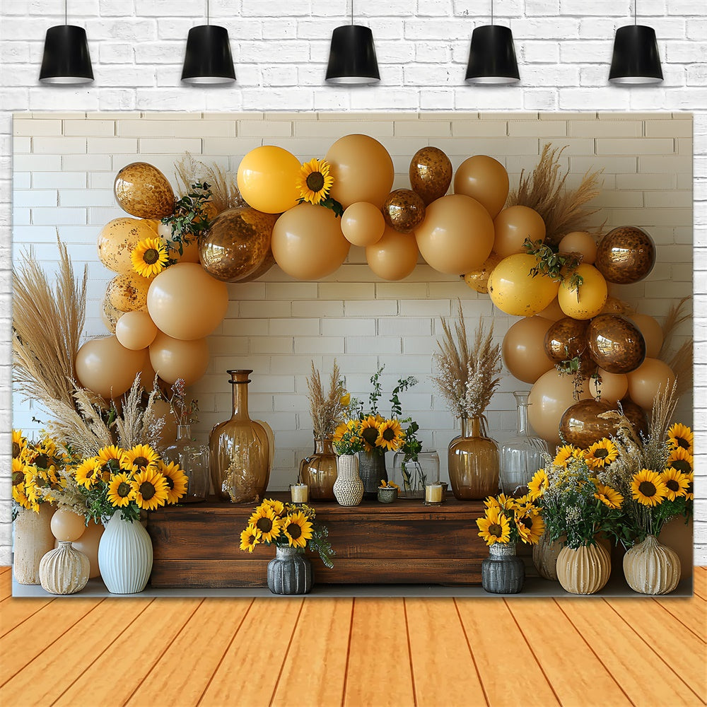 Sonnenblumen Ballons Bogen Wand Herbst Backdrop RR9-19